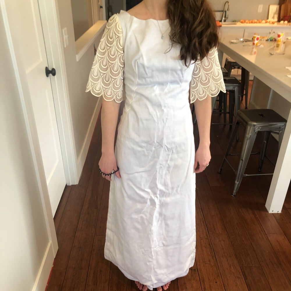 Vintage Alfred Angelo linen wedding dress